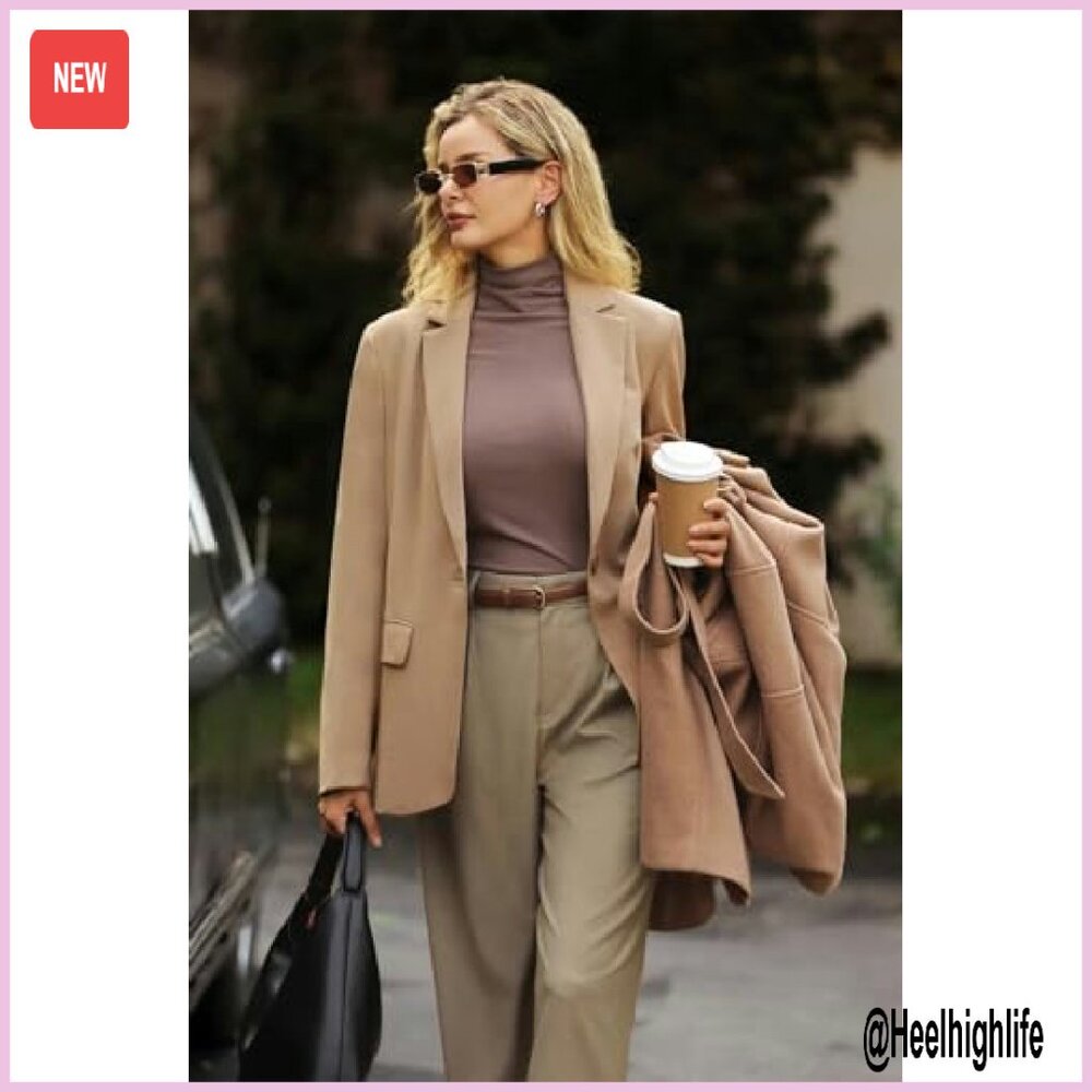 Slim Fit Blazer Open Front Long Sleeve Work Office Suit Jacket - Picture 3 of 8